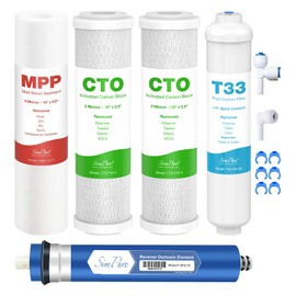 SimPure 75 GPD Revers Osmosis Water Filter Replacement Set, Compatible with APEC ESSENCE Series ROES-PH75, RO Filters Replacement for Most 10" Under-Sink Water Filter System Stage 1-5