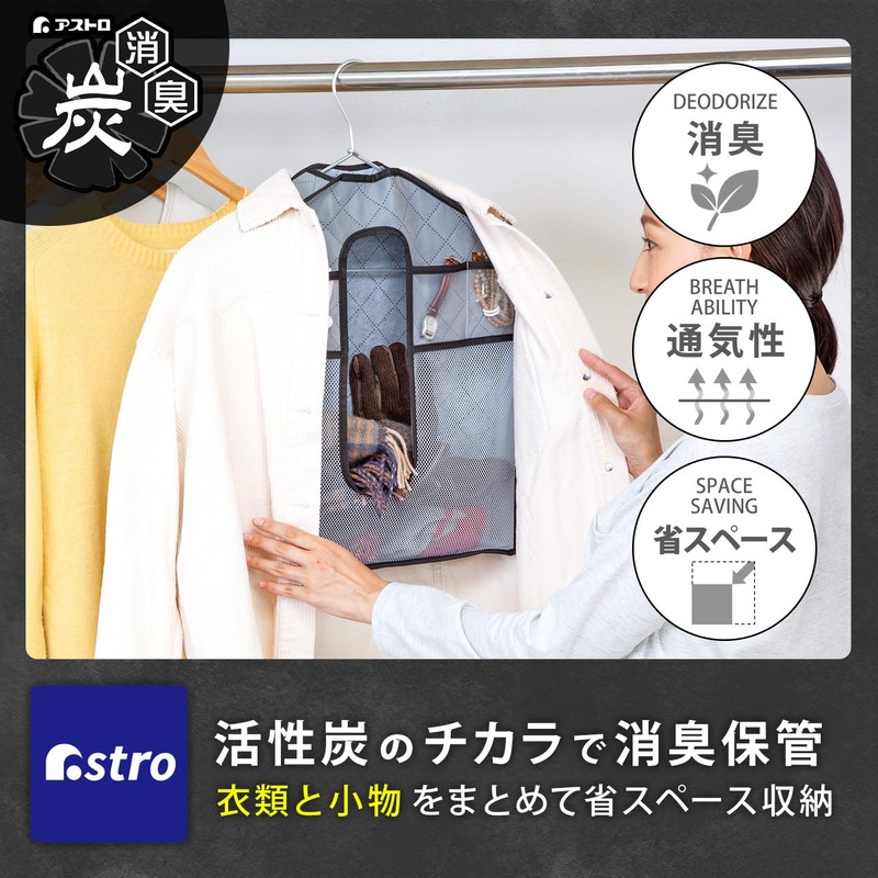 Astro 171-63 Hanging Closet Storage Case, Accessory Storage, Activated Charcoal,