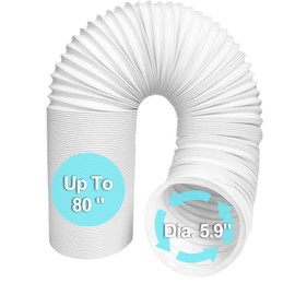 Portable Air Conditioner Hose 5.9 Inch Diameter, Portable AC Hose Exhaust Vent With Anti-Clockwise Thread Length up to 80 Inches