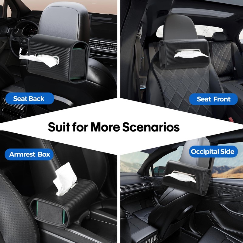 KZBHHP Upgraded Car Tissue Holder Premium PU Leather Tissue Box