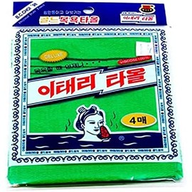 Korean Exfoliating Bath Washcloth 4 pcs (Green) by TeChef Home by Korean Italy Towel