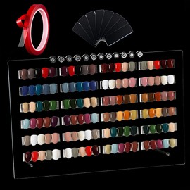 2PCS Transparent Nail Art Display Board, Acrylic False Nail Tips Sample Display Nails Colors Sample Display Stand with 50pcs Small Display Board and Rubber ring for Salon Nails Art Practice ﻿ (Extra Large)