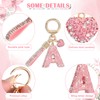 MWOOT Pink Car Keyring Gift Women Girls Initial Letter Key