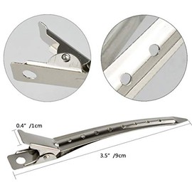 Triko Paquetes de 24 Pinzas de Pato, Clips de Pico de Pato, Pinzas Pelo Peluqueria, de 3.5 Pulgadas de Metal a Prueba de Herrumbre con Agujeros para Peinar el Cabello, Coloración del Cabello (Plata).