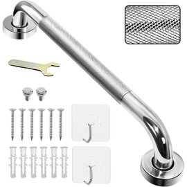 430 mm Bathroom Grab Bar, 304 Stainless Steel Bathroom Grab Bar, with Non-Slip Knurled Handle, Non-Slip Handles, Safety Handle for Kitchen, Bedroom, Bathtub, Shower and Steps