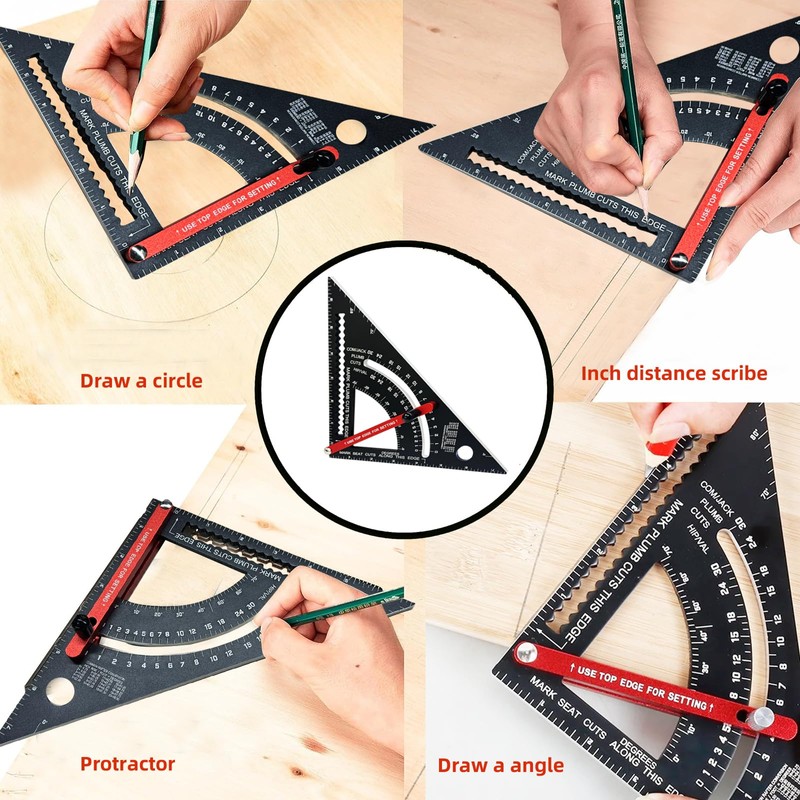 NORTOOLS Carpenter Square 7 inch,Adjustable Rafter Framing Square Tools,T Square