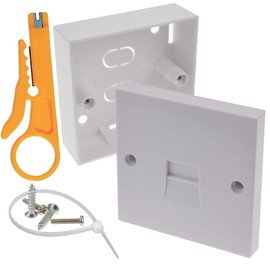 1STec 2/3a Surface Mount Telephone Extension Socket + Backbox + IDC Tool Line Jack for Creating Extra Phone Point Connections (2/3a + Back Box)