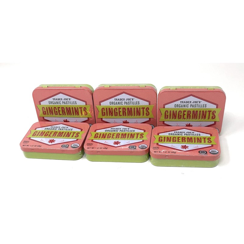 Gingermints USDA Organic Pastilles Gluten-free Vegan Total 6 Packs