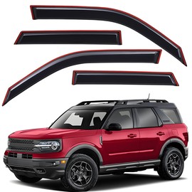 Lightronic Extra Durable Clip-on in-Channel Auto Vent Window Visor, Fits 2021-2025 Ford Bronco Sport, UV Protection Rain Guard, Original Wind Deflector, No-Drill Easy Install, Dark Smoke, 4-Pcs