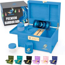 HOVANZO Upgraded 2025 Premium Large Bamboo Box - Locking Storage Decorative Box with Combination Lock - Storage Box Wooden Locking Storage Box - Decorative box for Home