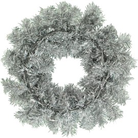 Lee Display 18IN Silver Christmas Wreath Artificial Tinsel Brush Door Hanging Xmas Decor