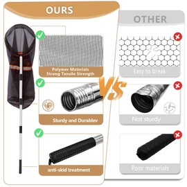 AQWXC Snake Grabber Tool, 50'' Folding Snake Grabber Tongs with 72'' Detachable Stainless Steel Snake Catching Net for Corrosion Resistance High Load Capacity Easy to Clean and Maintain