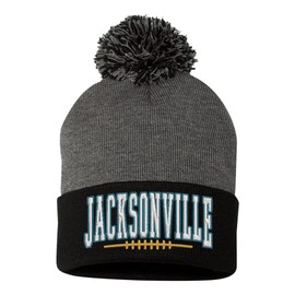 Xtreme Apparrel Jacksonville Beanie Adult Winter Cap for Football Fans (Grey/Black Beanie, One Size)