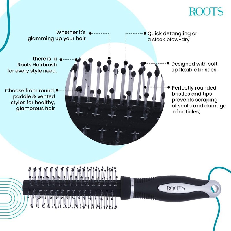 Roots Classic Small Round Hair Brush (Black)