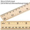 Dropfree 12 x 30 cm wooden ruler, school ruler, office