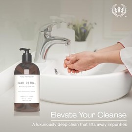 Muse Bath Apothecary Hand Ritual - Jabón de manos aromático y nutritivo, impregnado con aceites esenciales naturales de aromaterapia, 16 onzas, aloe + eucalipto + lavanda, paquete de 2
