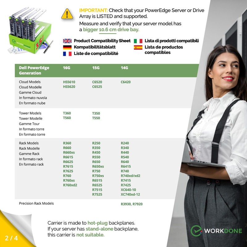 WorkDone 4 Pack - 3.5" Hard Drive Caddy - Compatible