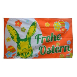 Flaggenfritze Flag Happy Easter Orange with Easter Bunny + Free Sticker