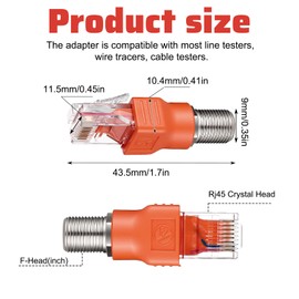 Alrhso Coax to Ethernet Adapter 2PCS F-Type Female to RJ45 Male Coaxial Converter, Orange F Female-to-RJ45 Male Ethernet Adapter, Coax-Straight Connector Coaxial Coupler Coax Straight Connector