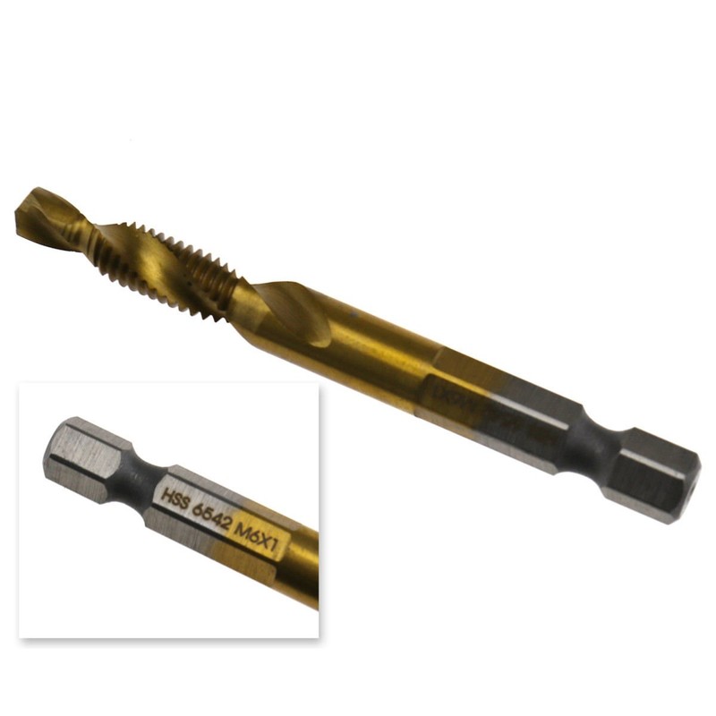 NUZAMAS 6 Piece Screw Thread Tap Drill Set Hex Shank