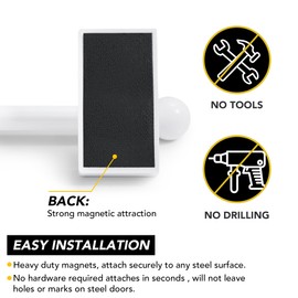 Deconovo Magnetic Curtain Rods 4‑Pack, Adjustable No‑Drill Stainless Steel 9-16 Inch Rod, Strong Magnetic Hold for Doors, Windows & Rental Spaces, Easy Install, White Rods for Apartment Home & Office