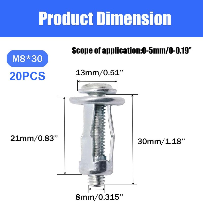 BENLIUDH 20pcs Hollow Wall Anchors for Thin Walls Heavy Duty,