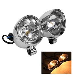 KIMISS Faros de motocicleta, 2PCS Plástico de plata Faros de motocicleta Luz antiniebla de moto Luces Antiniebla LED para Motocicleta