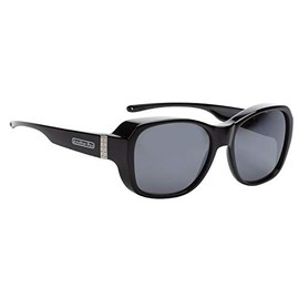 Fitovers by Jonathan Paul Timeless Shiny Black Polarvue Grey Lens Sunglasses, Shiny Black, Medium
