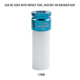 OEMTOOLS 25565 1/2 Inch Drive 17mm Non-Marring Lug Nut Socket, Protects Lug Nuts from Damage, Color-Coded and Clearly Marked Tire Removal Tools, Hex Sockets