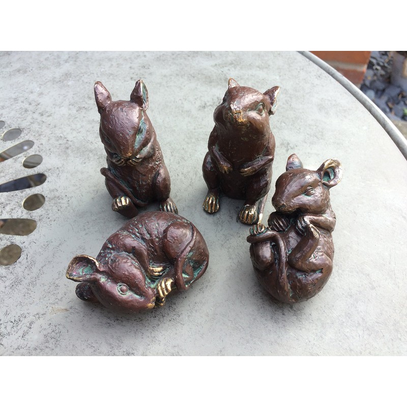 London Ornaments Set of 4 Cute Bronze Effect Mice (B)