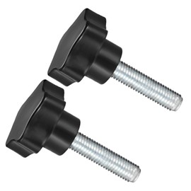 CoCud Star Clamping Knobs M12 x 60 mm Male Thread 61 mm Head Plastic Thumb Screws Handle Hand Knobs Thread Bolts Black - (Application: for Lathe Machines) Pack of 2