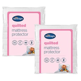Silentnight Quilted Mattress Protectors - Pack of 2 Premium Luxury Mattress Cover Pads with Deep Elasticated Straps - Hypoallergenic and Machine Washable - Single - Twin Pack