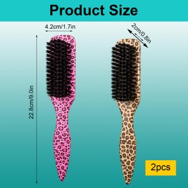 Slick Back Hair Brush, Slick Back Hair Products, Slick Back Brush for Sleek Styling, Professional Hair Styling Tools, Two-Piece Set in Leopard Print Design with Yellow and Pink Colours