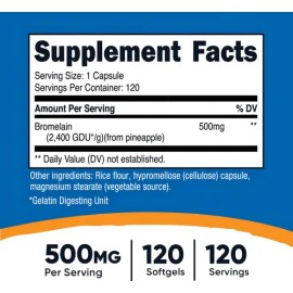 Bromelaina De La Piña 500 Mg Con 120 Servicios Para 4 Meses Sabor Sin Sabor