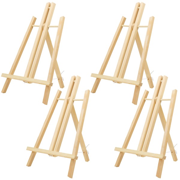 Belle Vous Table Easel Wooden Canvas Exhibition (Pack of 4) - 40 cm - Natural Pine Small Easel Wooden Table for Paintings, Children Arts & Crafts