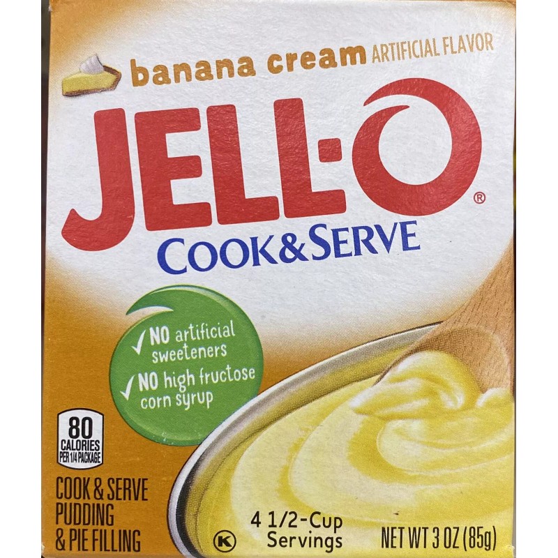 Jello 5x Jello Cook & Serve BANANA CREAM Instant Pudding