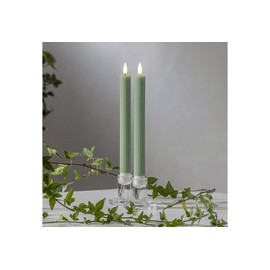 Star LED Stabkerze Flamme Stripe 2er-Set aus Wachs