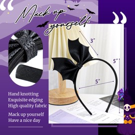 ALUNME Bat Wings Headbands for Women Girl Costume Black Devil Horns Headband Cosplay Bat Costume Hair Accessories