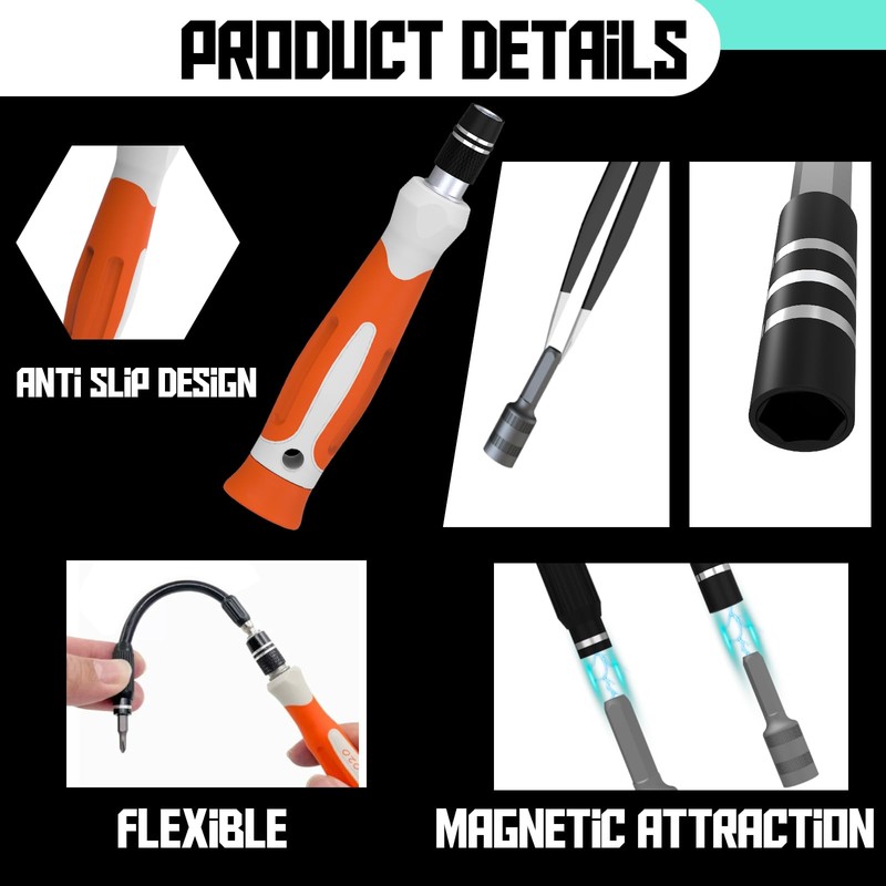 DSBYKJ Precision Screwdriver Set with 64 Bits, Magnetic Driver Handle,