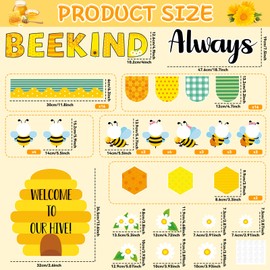 Naozinebi Bee Bulletin Board Set Always Bee Kind Classroom Decorations Honey Daisy DIY Photo Crafts Summer Cutouts for Teachers Students Back to School Kindergarten Wall Door Decors Party Supplies