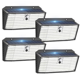 APILAB Upgraded Solar Lights Outdoor, 4 Pack 418 LED Motion Sensor Outdoor Lights, 3 Modes Security Light, IP65 Waterproof Solar Powered Wall Light for Outside Yard Garage Deck Fence