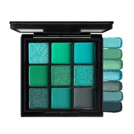 paminify 9 Colors Christmas Makeup Glitter Matte Green Eyeshadow Palette,Stocking Stuffers for Women,Highly Pigmented Metallic Shimmer Bright Dark Green Eye Shadow,Waterproof Green Face Witch Makeup
