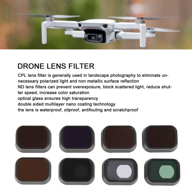 8Pcs Drone Camera Lens Filter Aluminum Alloy CPL ND8 ND16