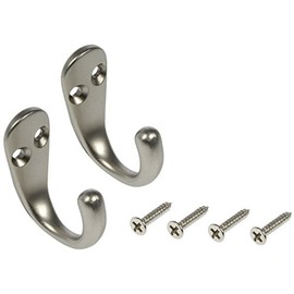 Dorman Hardware 4-1755 Single Coat Hooks with Satin Nickel Finish, Pack of 2