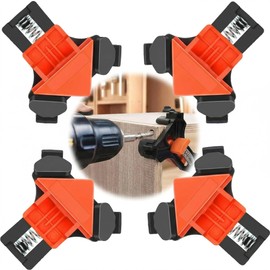 SUNJOYCO 90-degree Corner Clamps for Woodworkin: 4-Pack Spring-loaded Right Angle Clamps, Ideal for Small Home Projects Like Boxes, Drawers, Bookshelves & Photo Frames