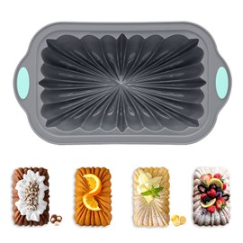Molde de silicona para pan con diseño acanalado, molde de silicona antiadherente de grado alimenticio de Chicrinum para pan casero, pasteles, marco reforzado de metal, resistente, última intervensión de BPA, apto para lavaplatos