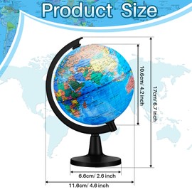 12 Pieces World Globe with Stand 4.6 Inches Geographic World Globe for Kids Learning Educational and Decorative Globes of the World with Stand Globe Decor for Kids Students Classroom Desk Decor, Blue