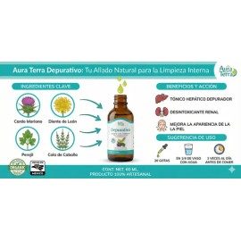 Extracto Herbal 60 Ml Cardo Mariano Diente De León Auraterra