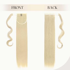 S-noilite 23" Long Straight Wrap around Ponytail Extensions Clip in Ponytail Hair Extensions Hairpiece for Women for Daily Use Bleach Blonde