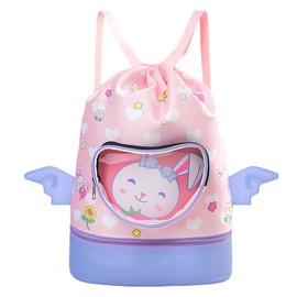 SilverChry Swimming Backpack Waterproof Children's Beach Backpack with Separation Shoe Compartment, Swimming Bag Children with Wet Compartment, Backpack with Drawstring, Wet and Dry Sports Backpack